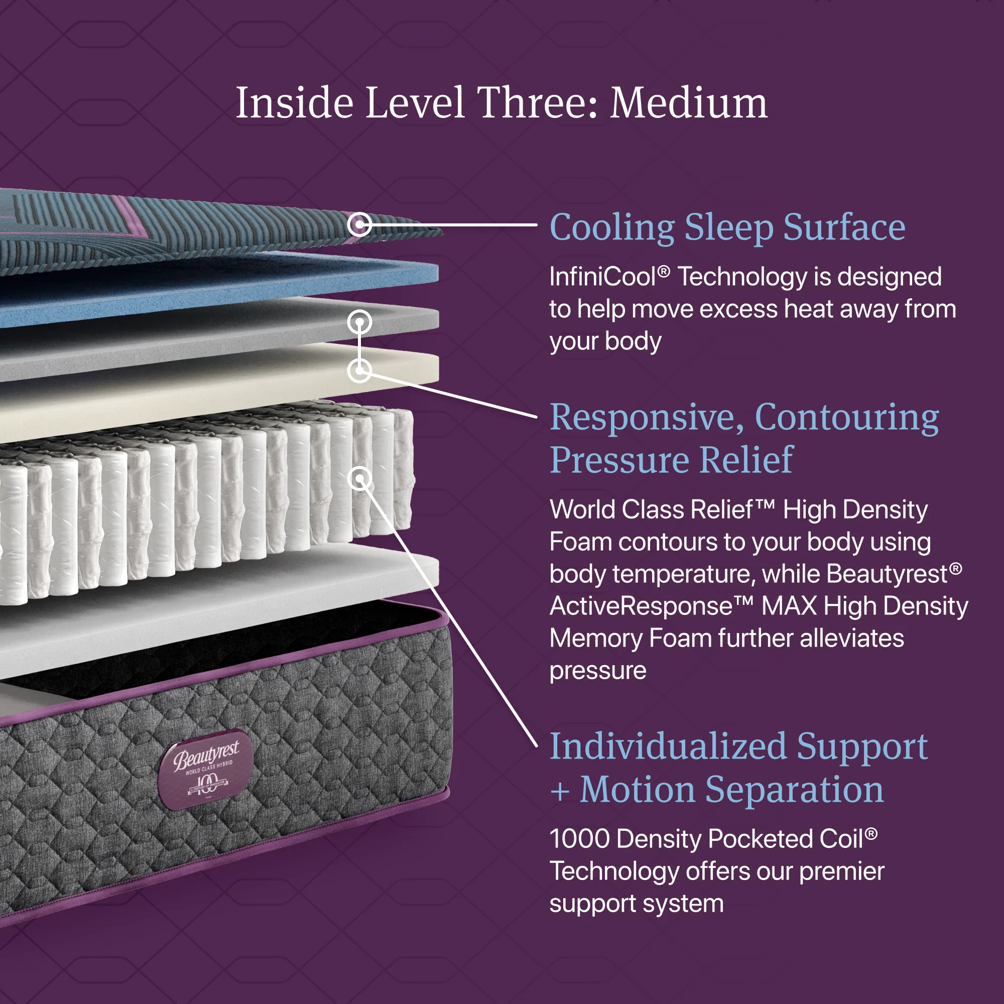 Beautyrest World Class Level Three Hybrid Medium - Image 4